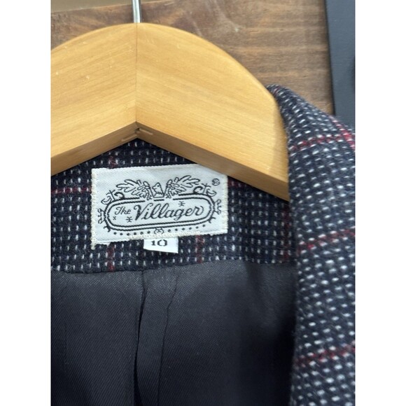 Vintage The Villager Women's Sz 10 Wool Blazer & Skirt Pleated Herringbone Gray - Picture 3 of 5
